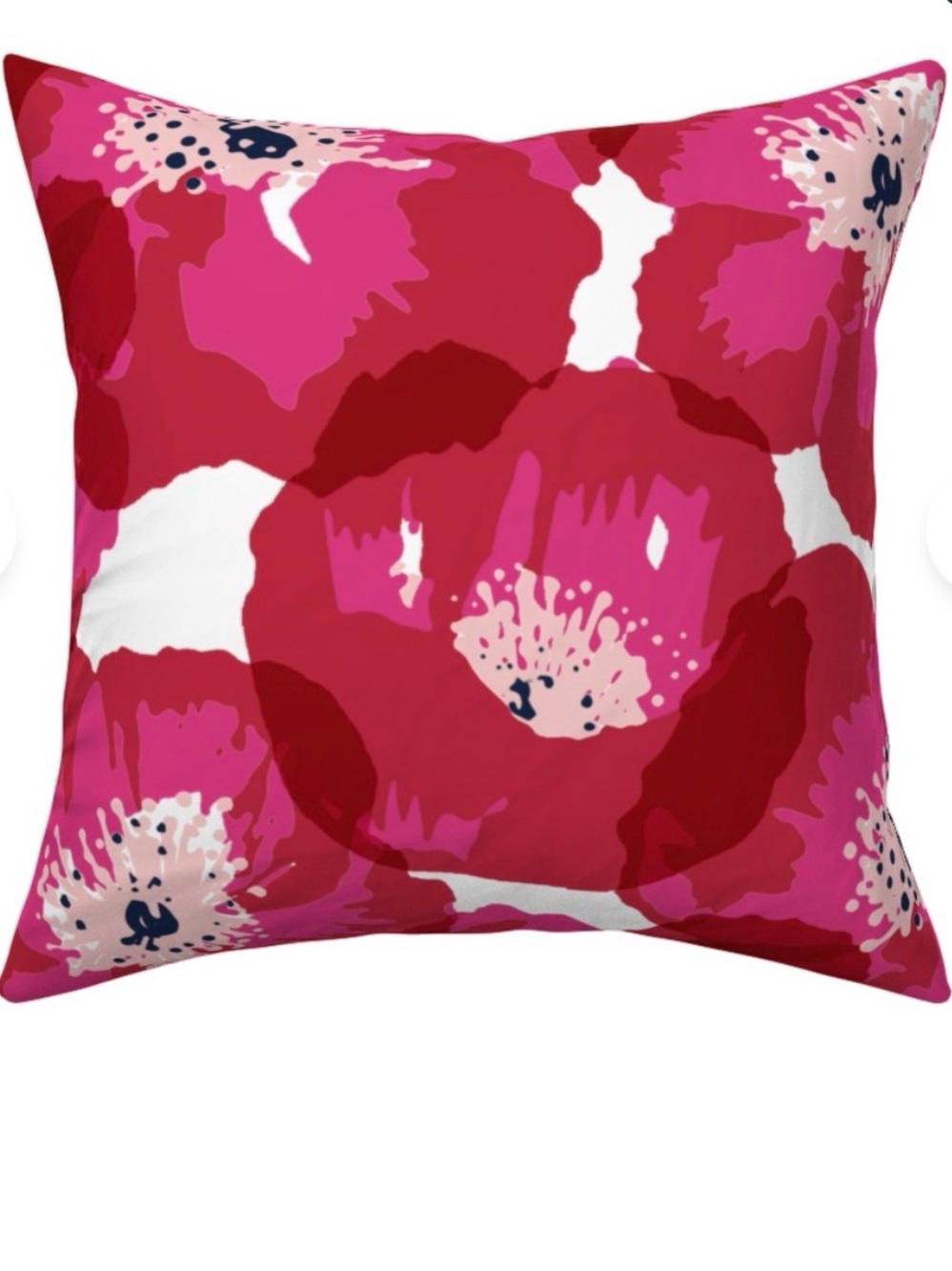 NIB Spoonflower Really Big Poppies 18" Square Pillowcase